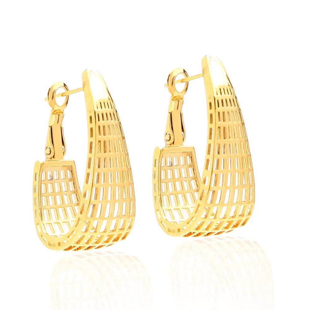 Golden Lattice Hoop Earrings